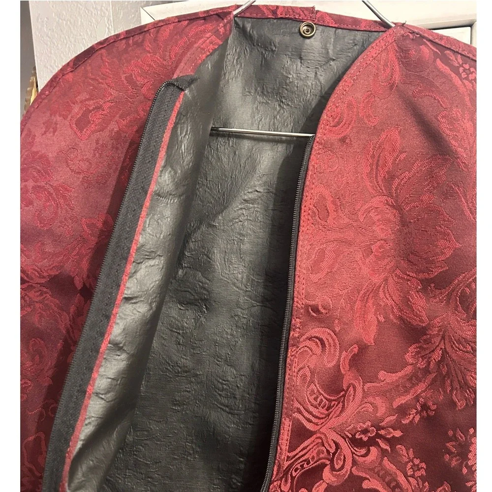 Vintage Garment Bag Dark Red Maroon‎ Zipper Front Thick Durable